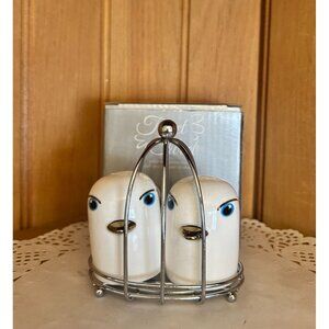 Pilones Tweet Tweet Bird Salt Pepper Shakers Metal Cage White Porcelain Original